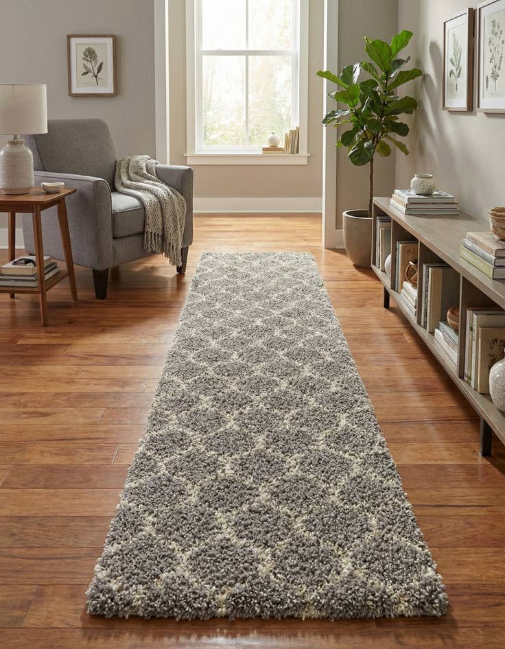 Detail image of 2' 7 x 12' Trellis Shag Runner Rug