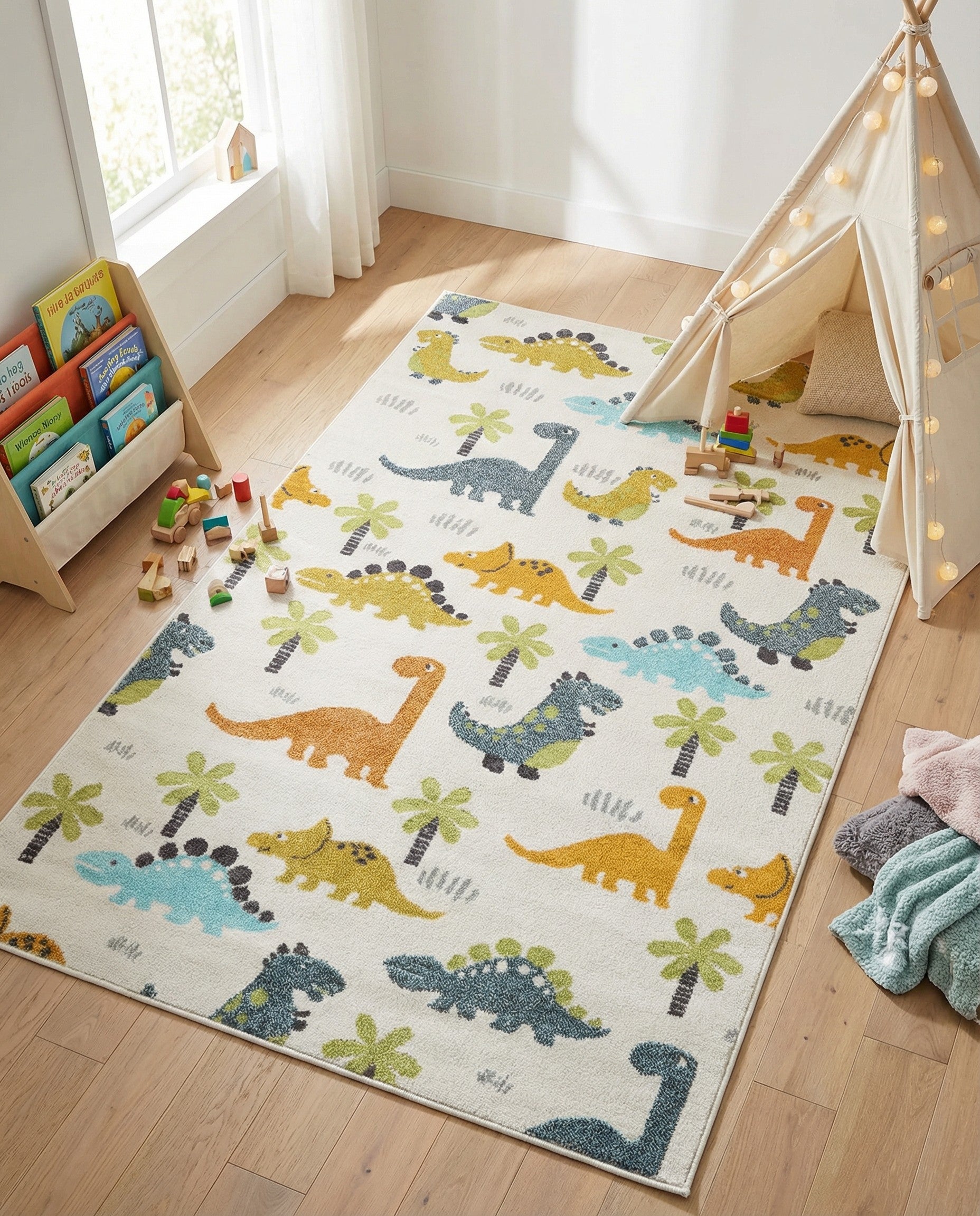 5' 3 x 8' Dinosaur Whimsy Kids Rug