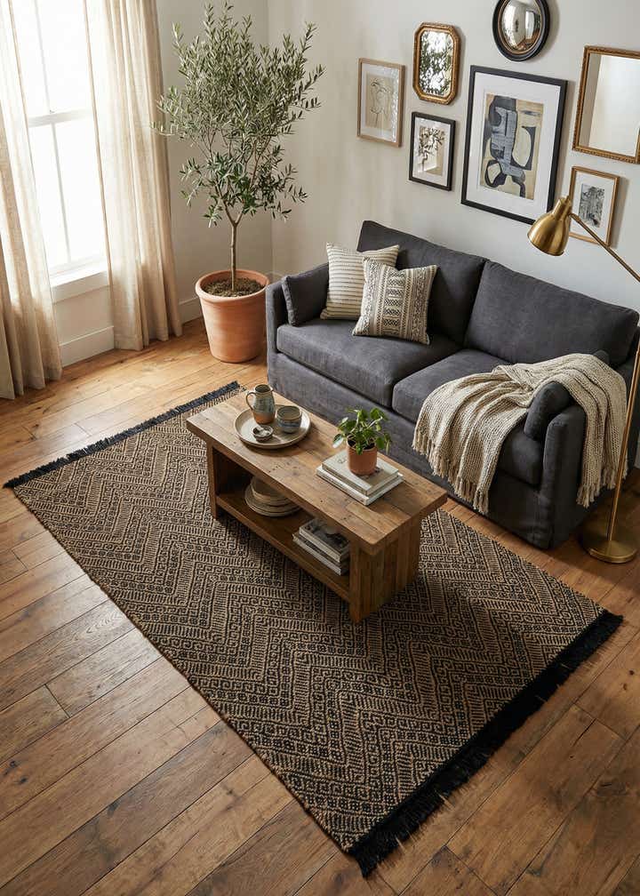 5' 1 x 8' Handmade Braided Jute Rug