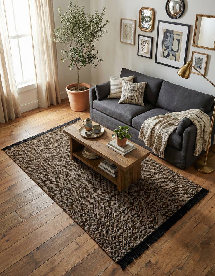 Detail image of 5' 1 x 8' Handmade Braided Jute Rug