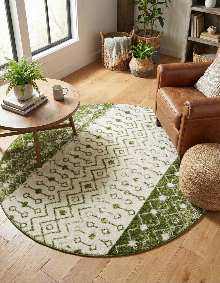 Detail image of 6' x 6' Moroccan Trellis Round Rug