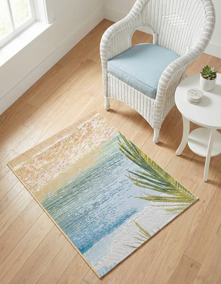 Detail image of 2' x 3'  Washable Coastal Indoor / Outdoor Rug