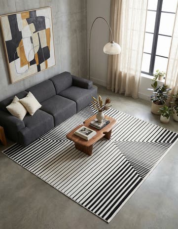 Black and White Milano Square Rug
