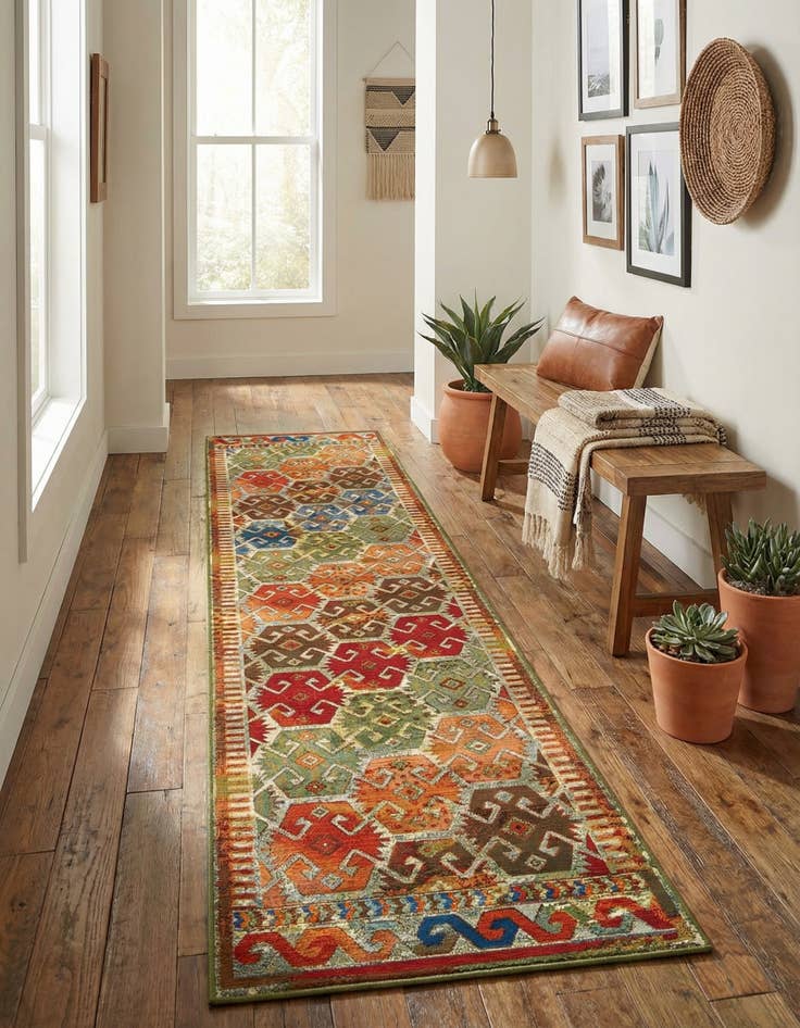 Detail image of 2' 7 x 12' Easy-Clean Southwestern Indoor / Outdoor Runner Rug