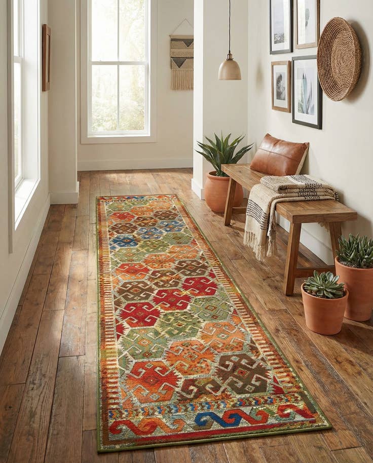 Detail image of 2' 7 x 12' Easy-Clean Southwestern Indoor / Outdoor Runner Rug