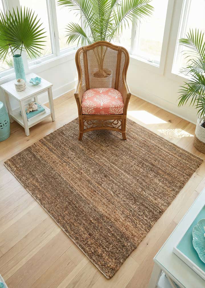 4' 1 x 4' 1 Hand Woven Palm Beach Jute Square Rug