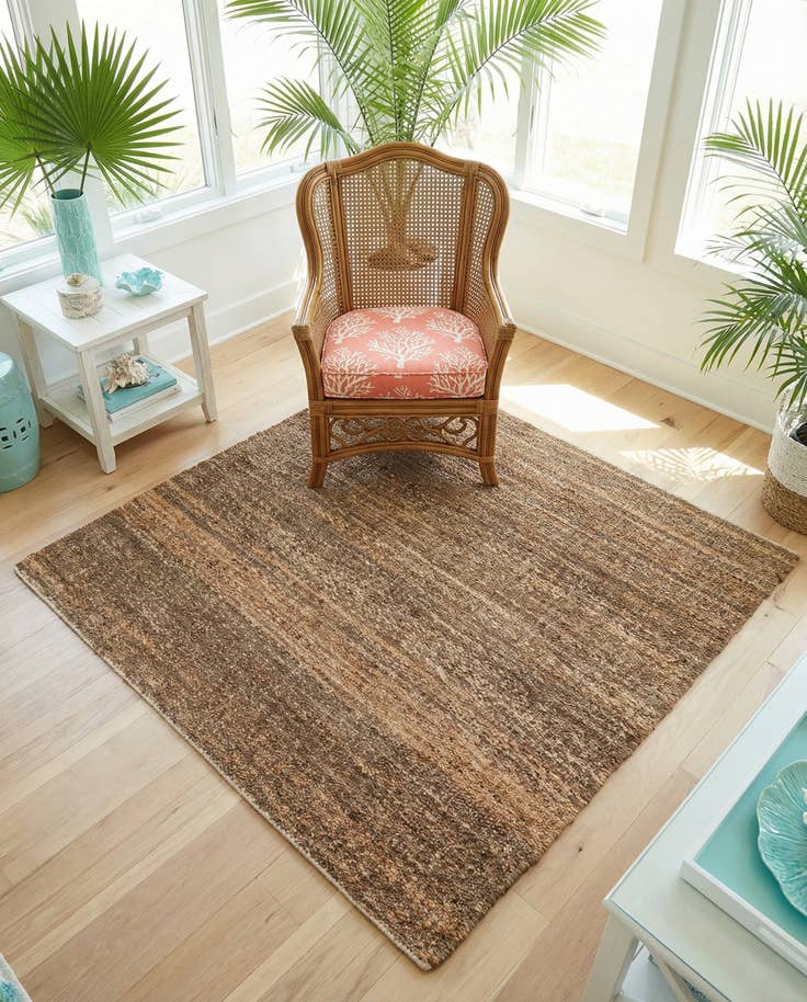 Detail image of 4' 1 x 4' 1 Hand Woven Palm Beach Jute Square Rug