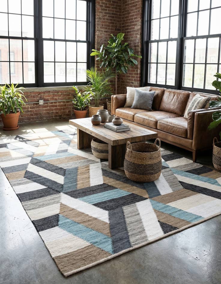 Detail image of 9' x 12' Hand Braided Chindi Cotton Rug