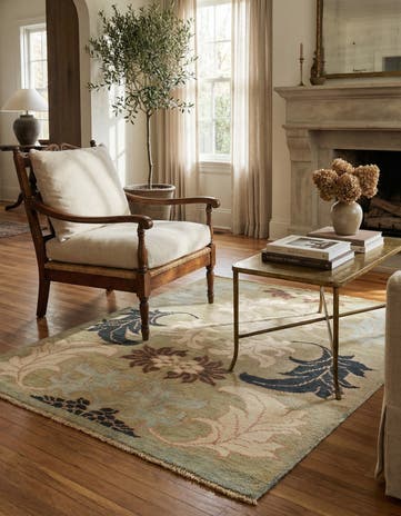 4' 2 x 5' 3 Hand Knotted Oushak Wool Square Rug