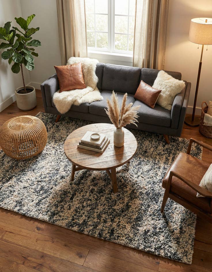 Detail image of 5' 1 x 7' 1  Hand Woven Haka Deluxe Shag Rug