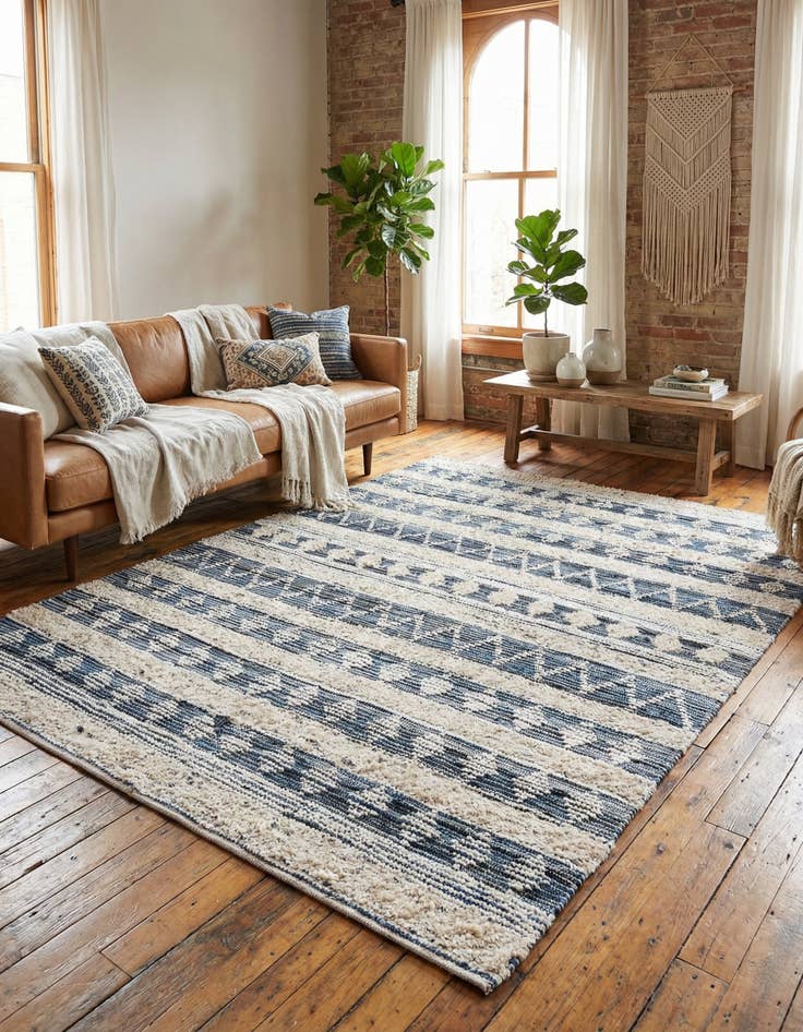 Detail image of 8' x 11'  Hand Woven Cotton Chindi Rug