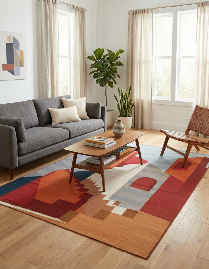 Detail image of 5' x 7'  Washable Modern Indoor / Outdoor Rug