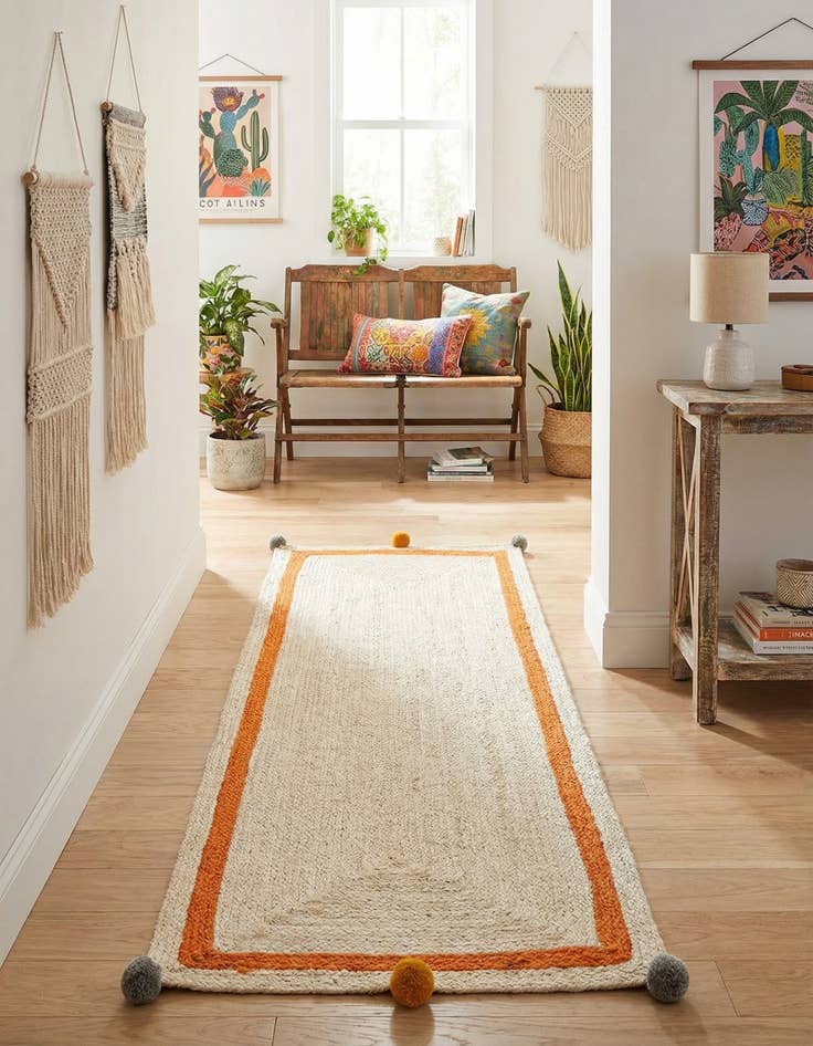 Detail image of 2' x 6' 1  Hand Braided Kids Braided Jute Runner Rug