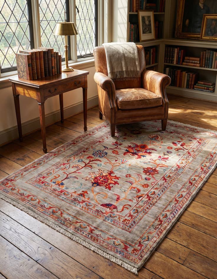 Detail image of 3' 5 x 4' 11 Hand Knotted Ariana Ziegler Rug