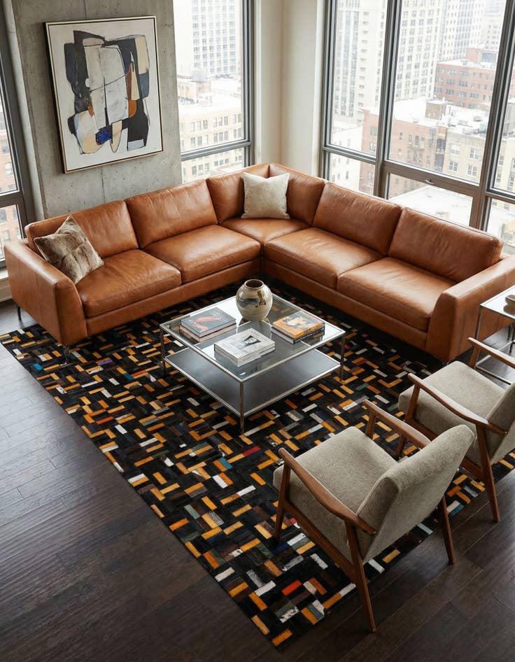 Detail image of 5' 1 x 8' 2 Cowhide - Patchwork Rug