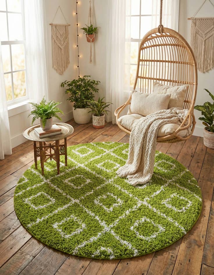 Detail image of 5' 3 x 5' 3 Lattice Shag Round Rug