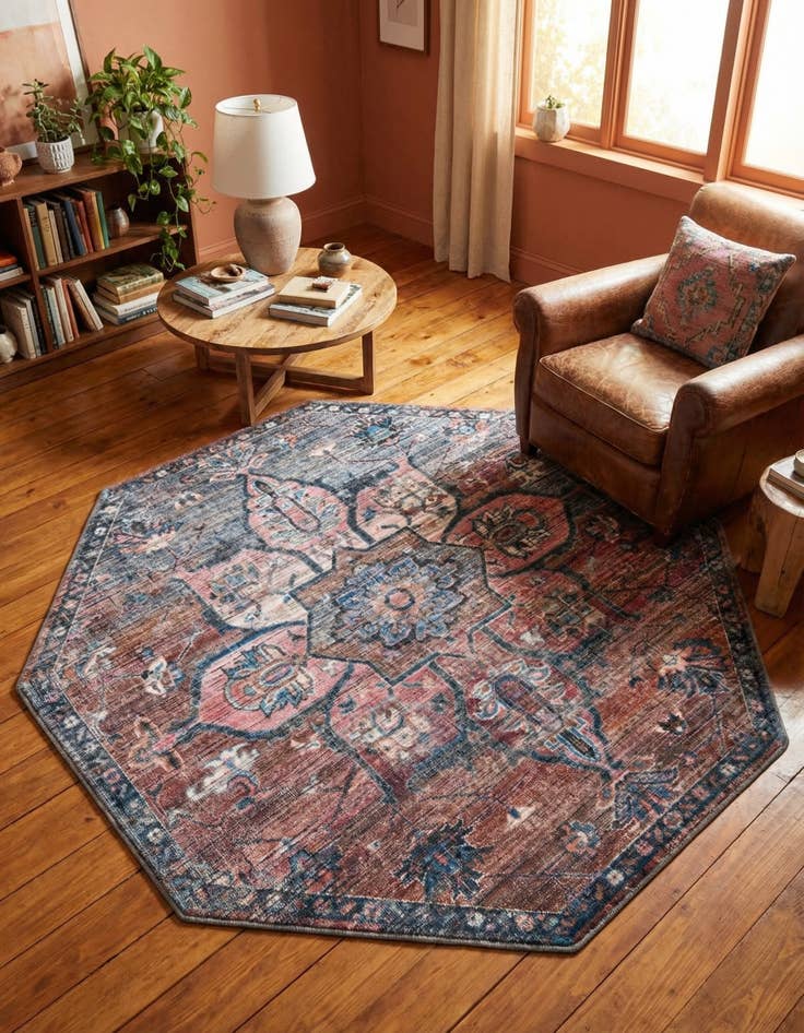 Detail image of 7' 10 x 7' 10 Washable Nostalgia Octagon Rug