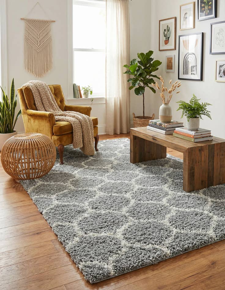 Detail image of 5' 3 x 8' Trellis Shag Rug