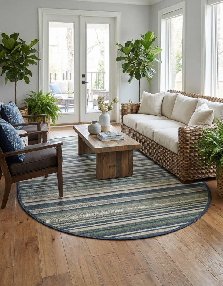 Detail image of 7' 10 x 10' Easy-Clean Baja Indoor / Outdoor Oval Rug