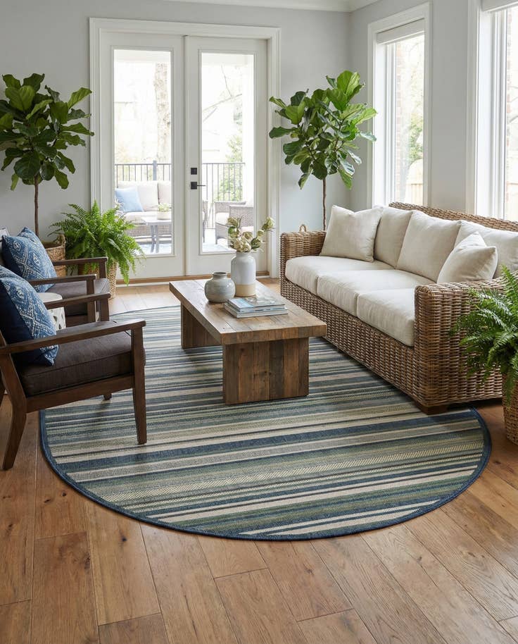 Detail image of 7' 10 x 10' Easy-Clean Baja Indoor / Outdoor Oval Rug