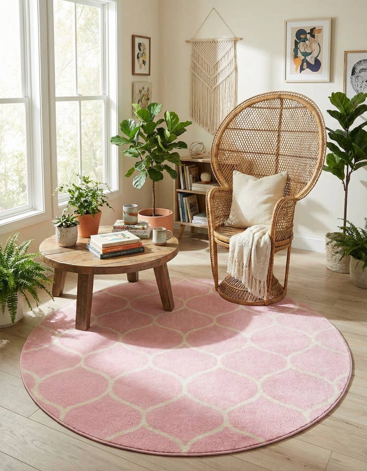 Detail image of 7' x 7' Lattice Frieze Round Rug