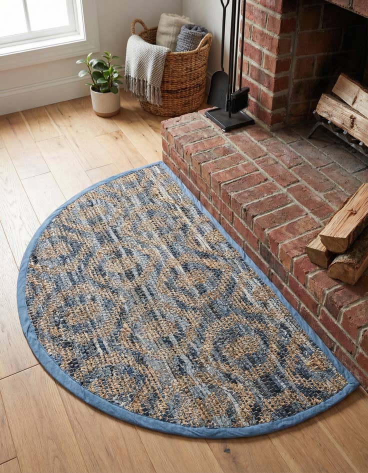 Detail image of 2' 2 x 3' 7  Hand Woven Chindi Jute Hearth Rug