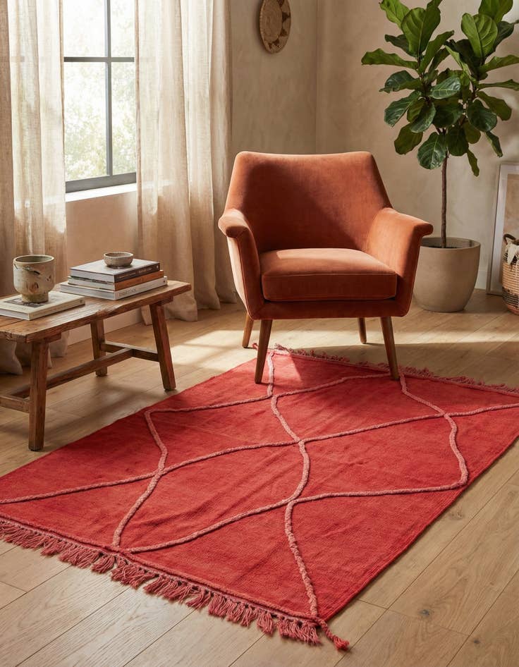 Detail image of 3' 6 x 4' 10 Hand Woven Kilim Modern Wool Rug