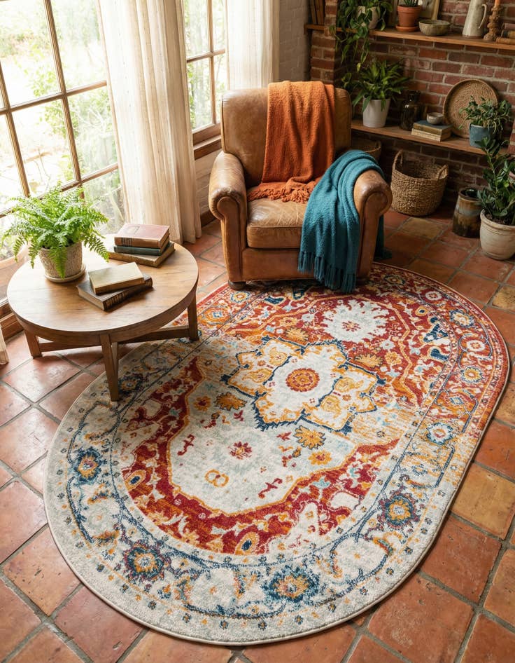 Detail image of 5' 3 x 8' Madeline Vintage Oval Rug