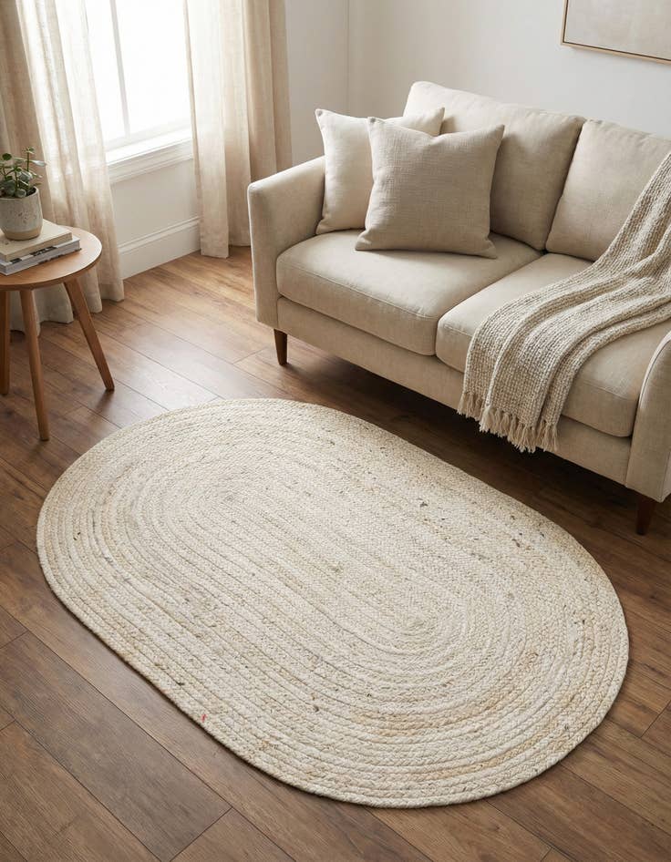 Detail image of 3' 3 x 5' 1  Hand Braided Jute Oval Rug
