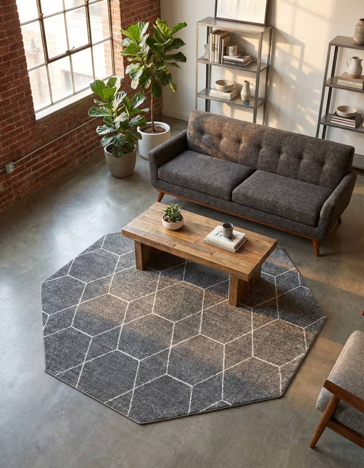 Detail image of 7' 10 x 7' 10 Lattice Frieze Octagon Rug