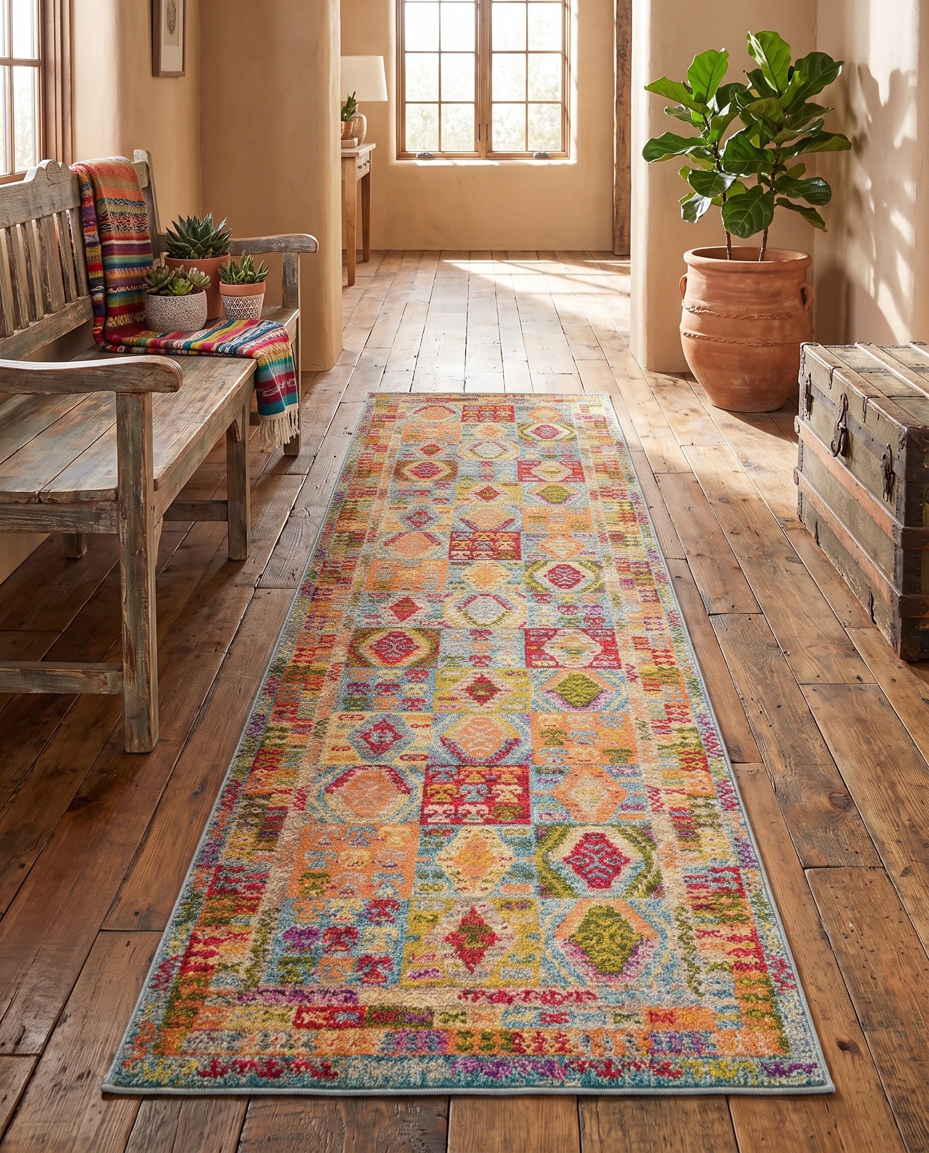 80cm x 305cm Washable Santa Fe Runner Rug