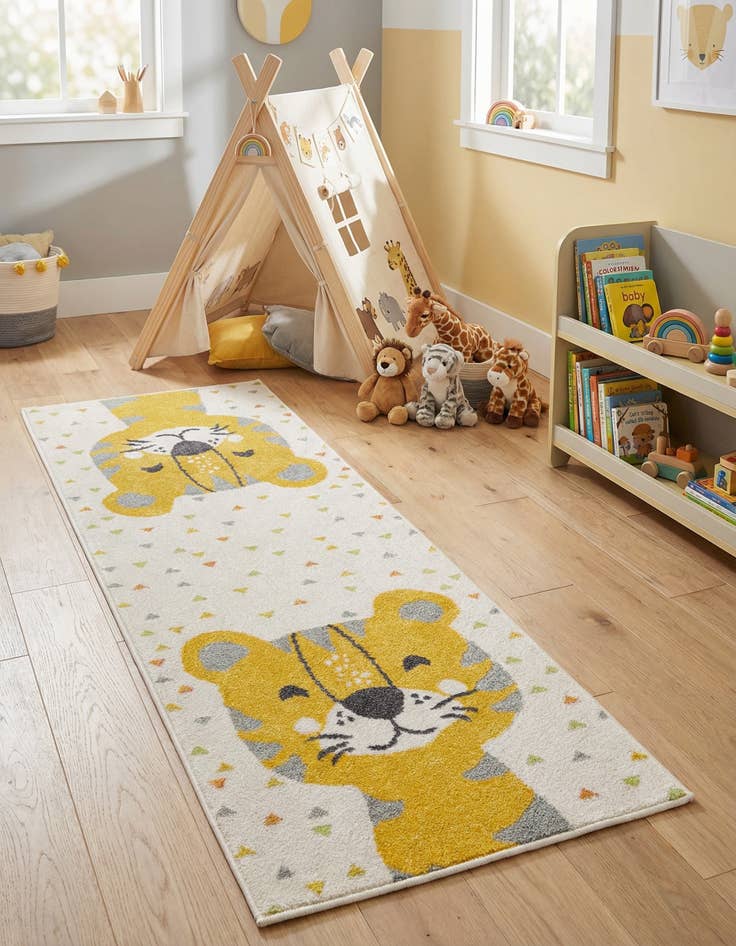 Detail image of 2' 2 x 6' Tiger Whimsy Kids Runner Rug