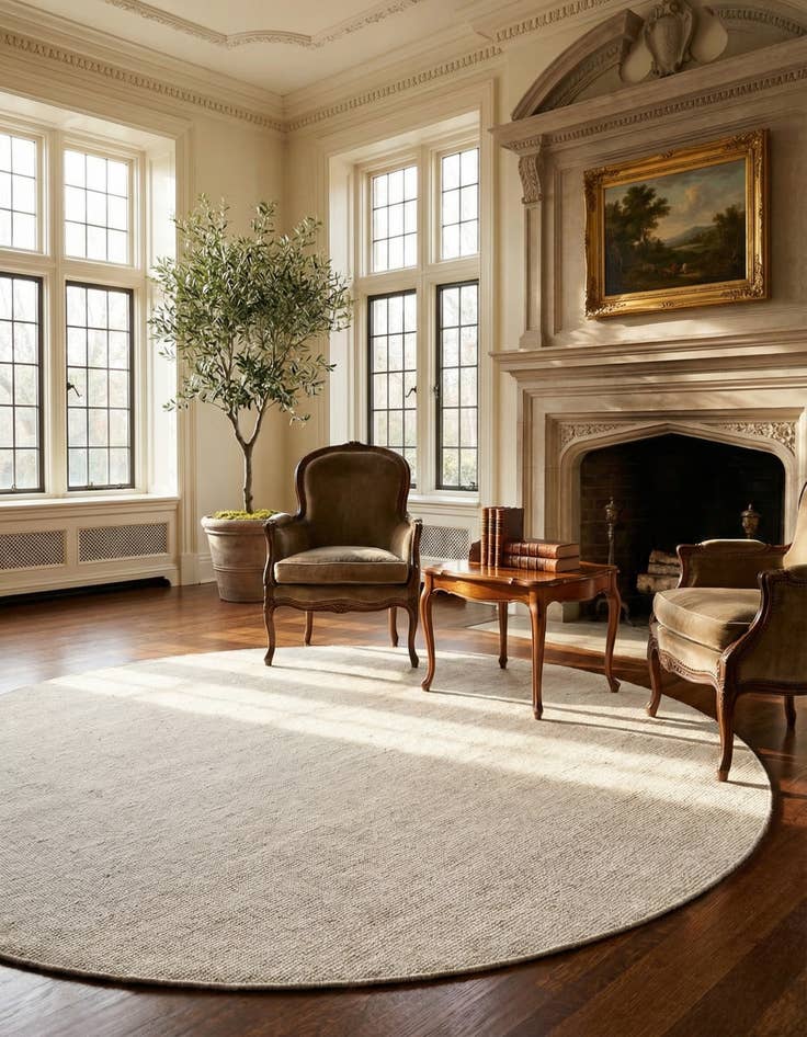 Detail image of 7' 10 x 7' 10  Hand Woven Jill Zarin English Manor Wool Round Rug