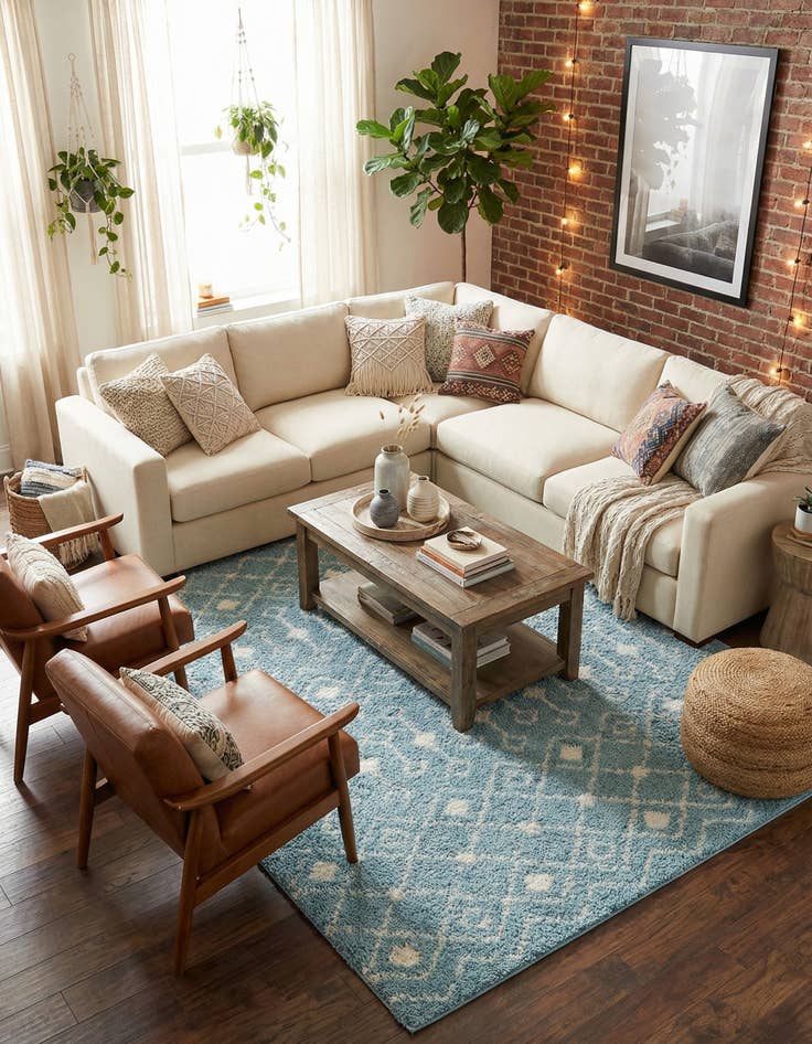 Detail image of 9' x 12' Moroccan Trellis Shag Rug