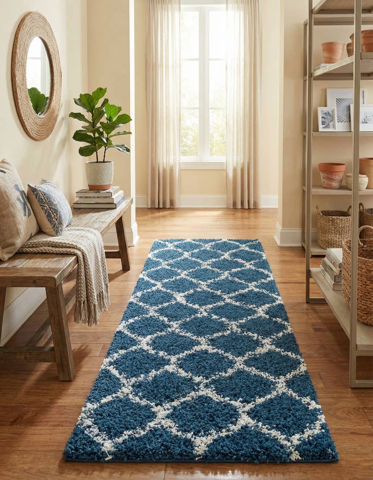 Detail image of  2' x 6' Lattice Shag Runner Rug