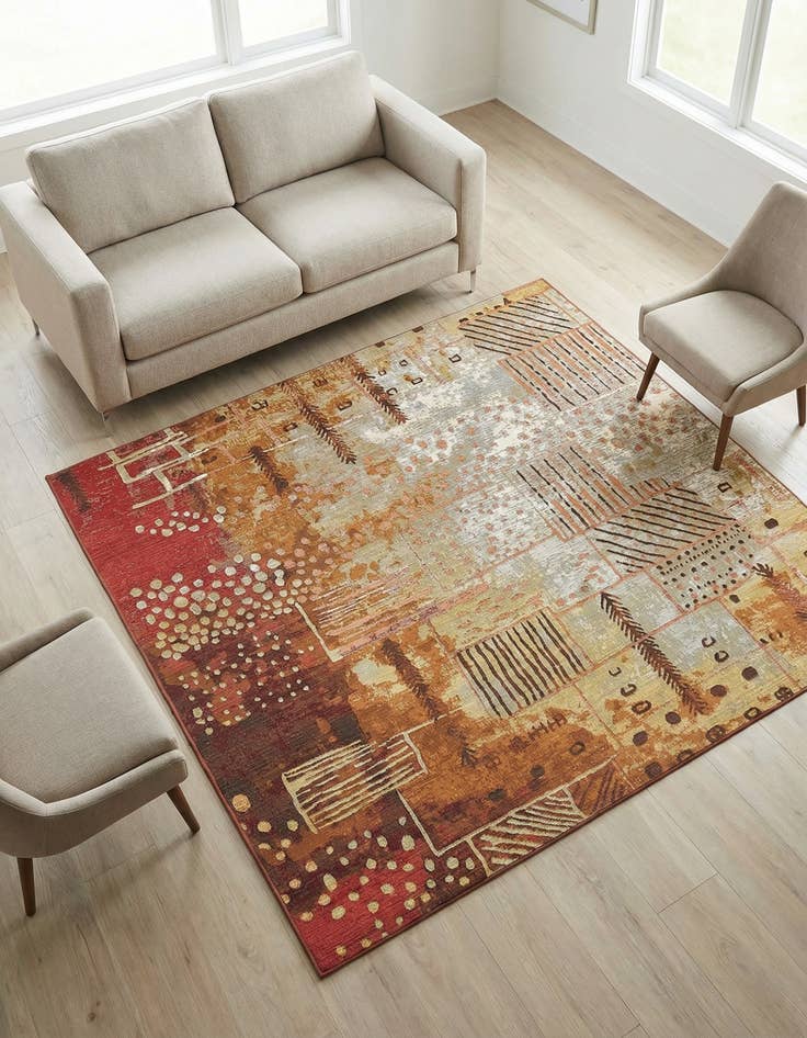Detail image of 6' x 6' Washable Modern Indoor / Outdoor Square Rug