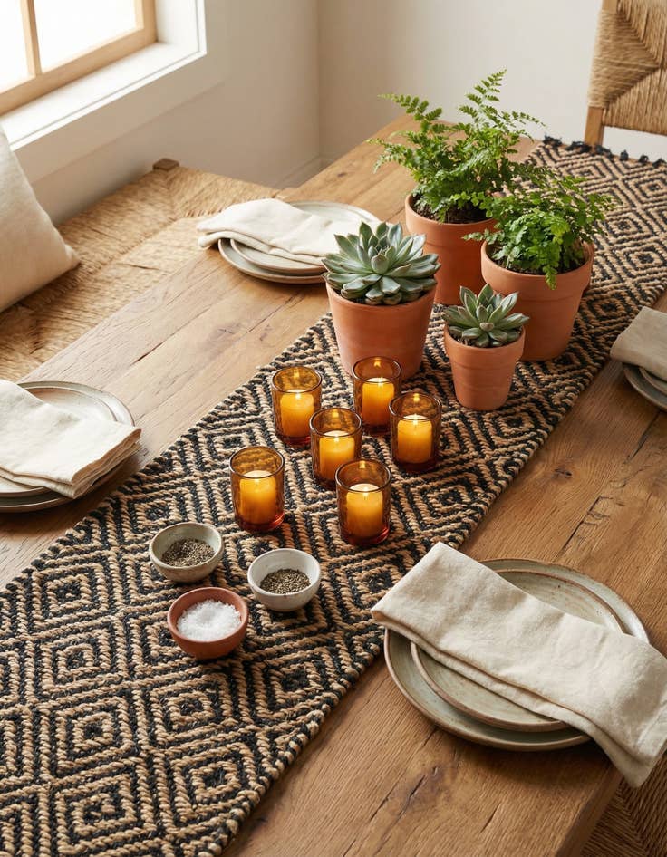 Detail image of 1' 2 x 5' 1  Hand Woven Braided Jute Table Runner Rug