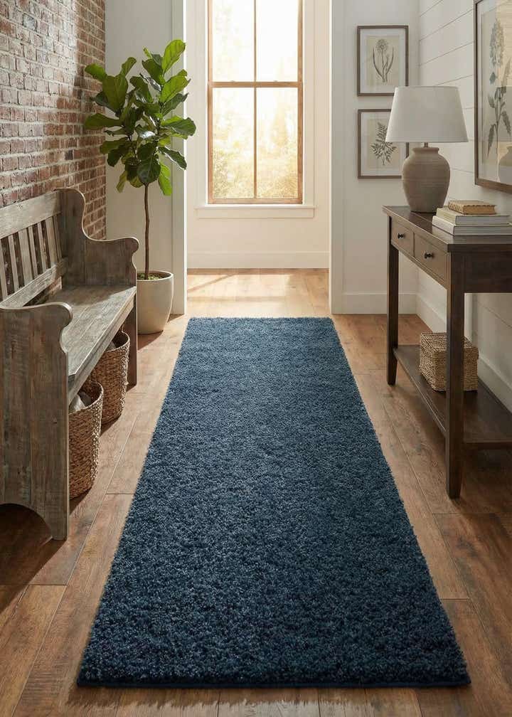 2' 7 x 12' Solid Shag Runner Rug
