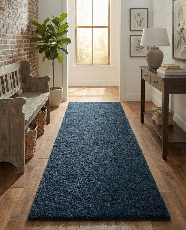 2' 7 x 12' Solid Shag Runner Rug