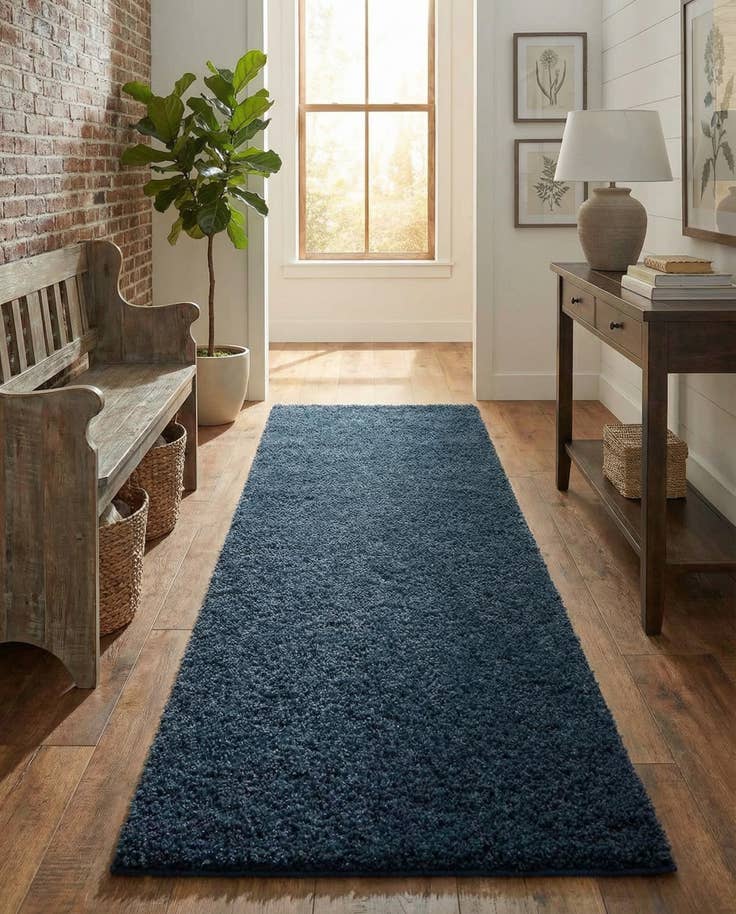 Detail image of 2' 7 x 12' Solid Shag Runner Rug