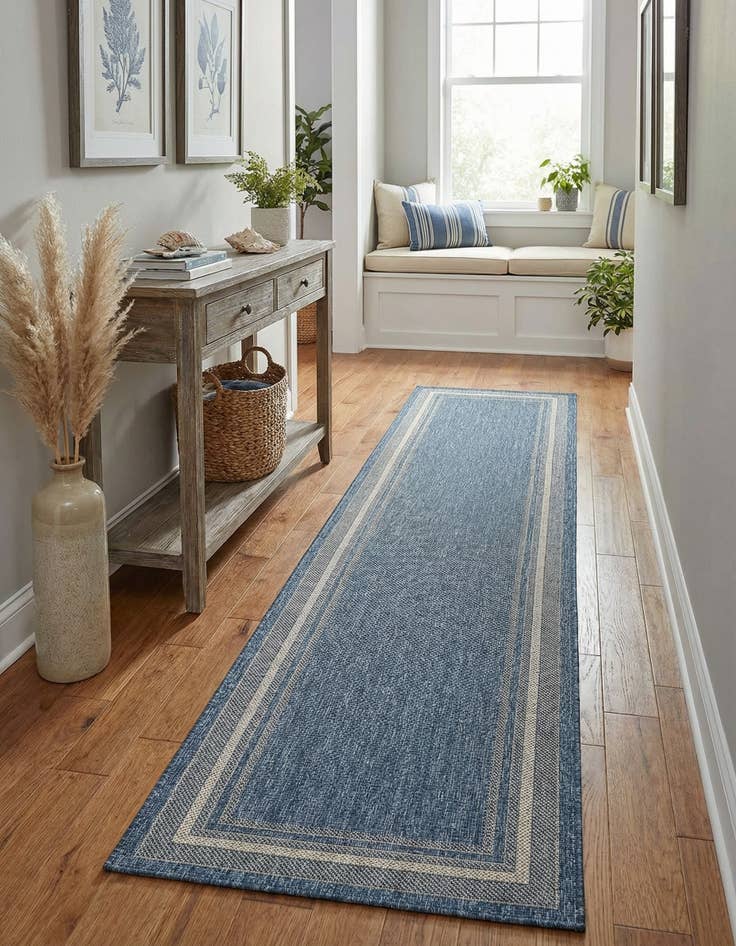 Detail image of 2' 7 x 13' Easy-Clean Border Indoor / Outdoor Runner Rug