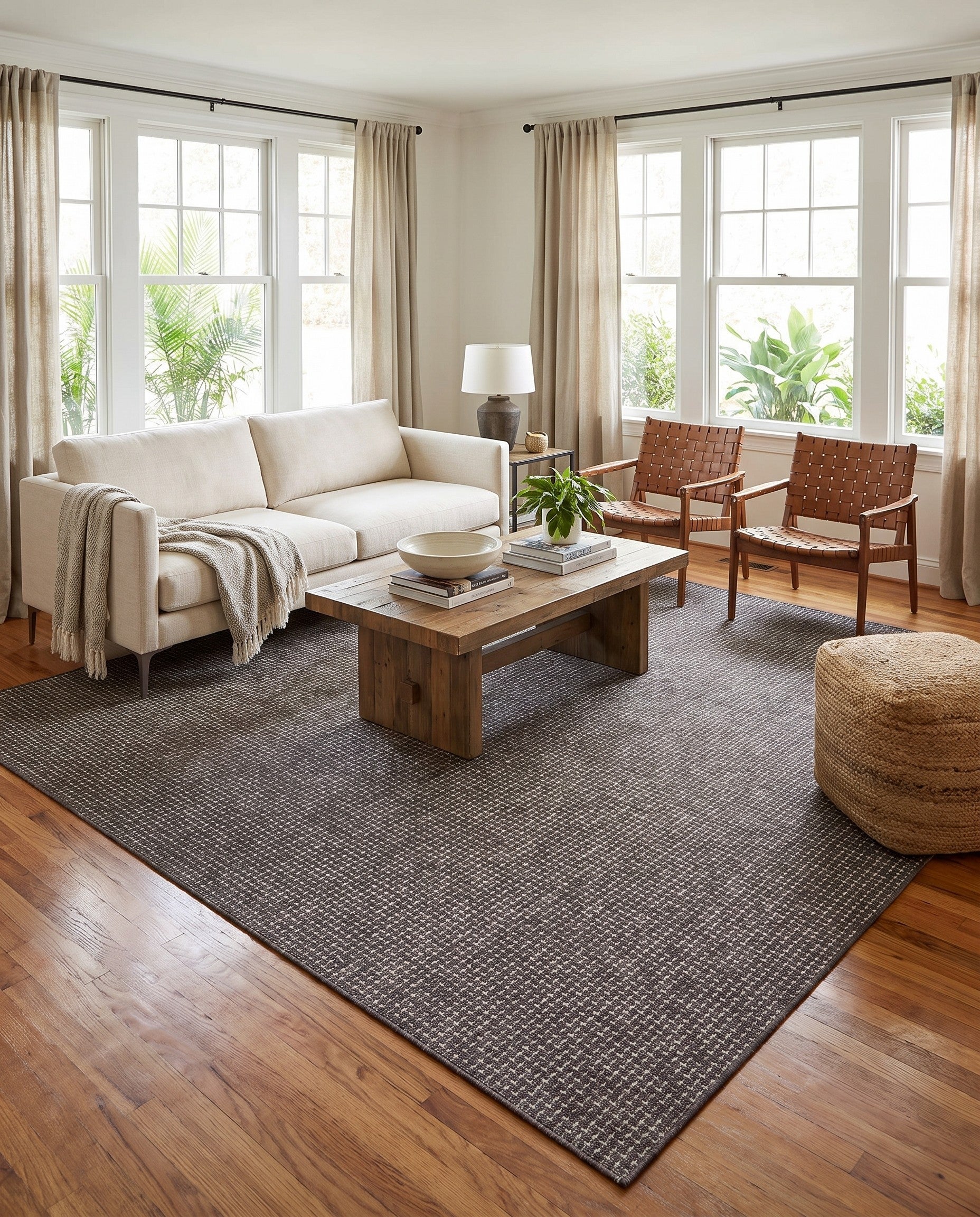13' x 13' Easy-Clean Checkered Indoor / Outdoor Square Rug