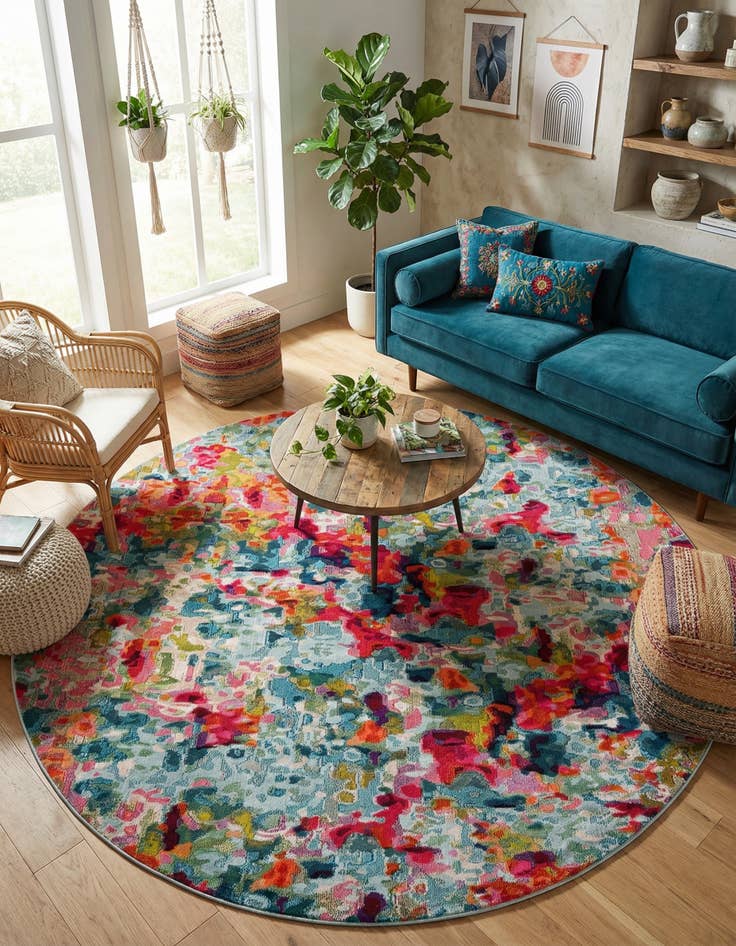 Detail image of 10' x 10'  Washable Spectrum Round Rug