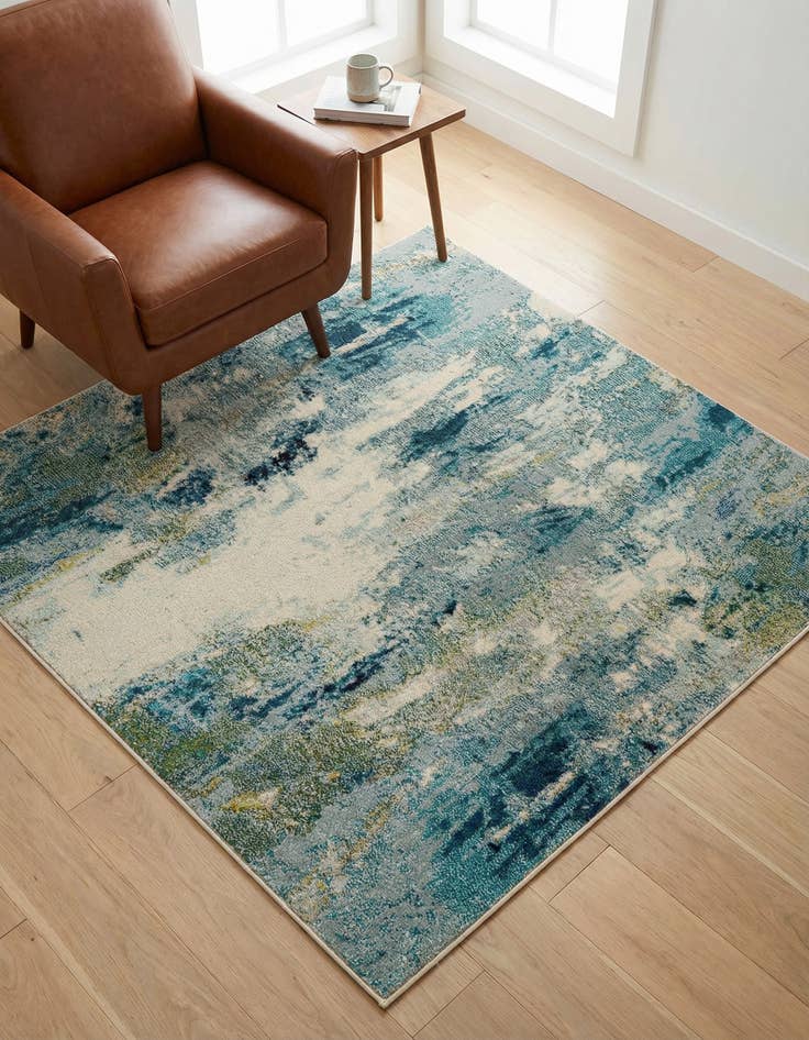 Detail image of 5' x 5' Washable Theia Square Rug