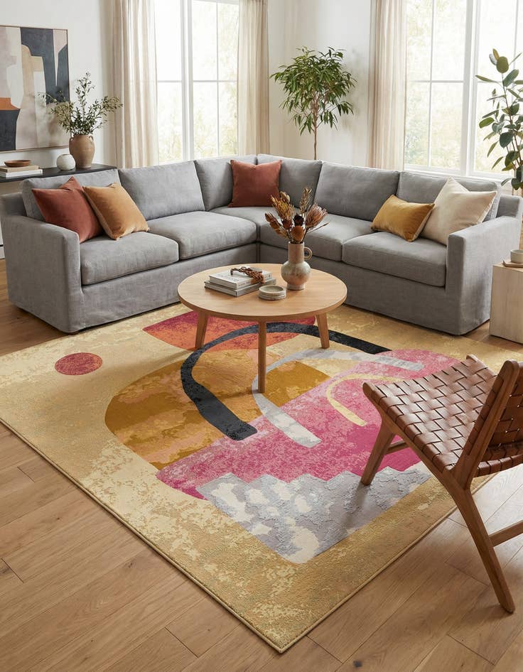 Detail image of 10' x 10' Washable Modern Indoor / Outdoor Square Rug