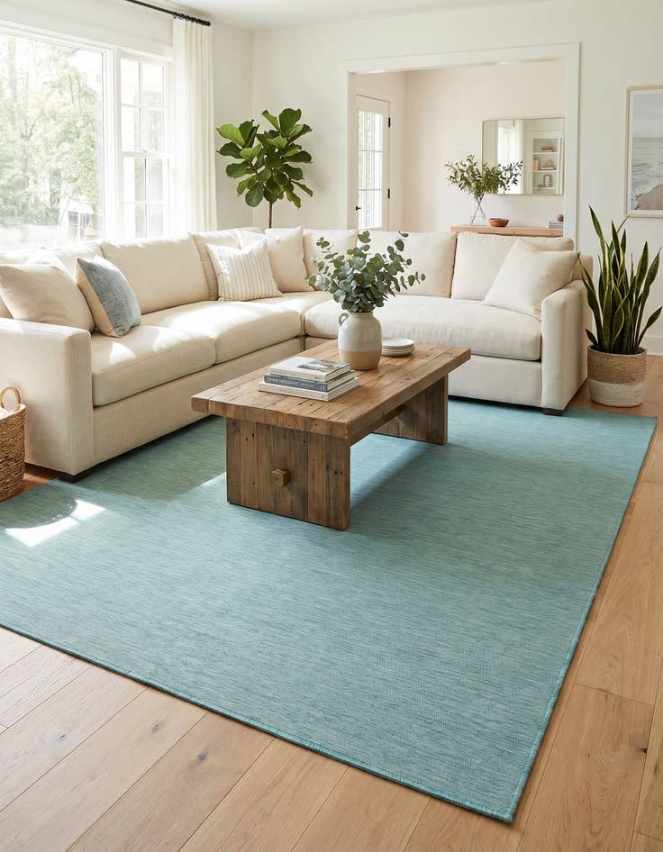 Detail image of 7' 5 x 10' Easy-Clean Solid Indoor / Outdoor Rug