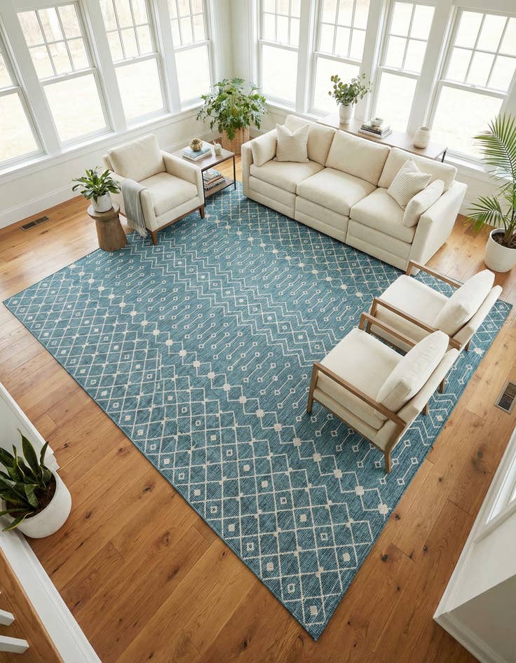 Detail image of 13' x 13'  Washable Trellis Indoor / Outdoor Square Rug