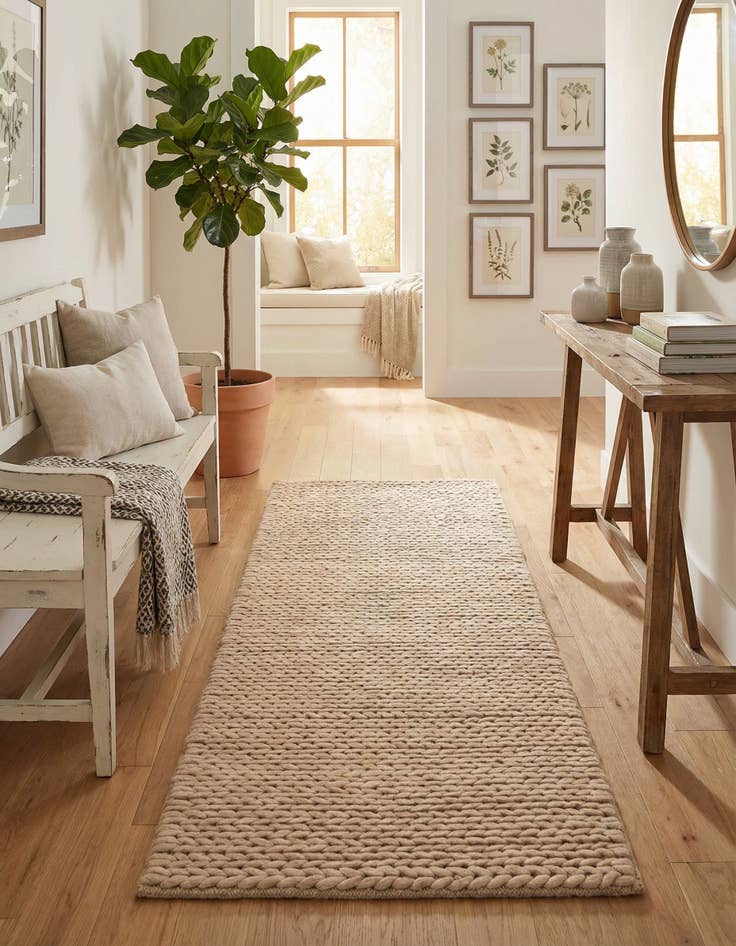 Detail image of 2' x 5' 1  Hand Woven Lana New Zealand Wool Runner Rug