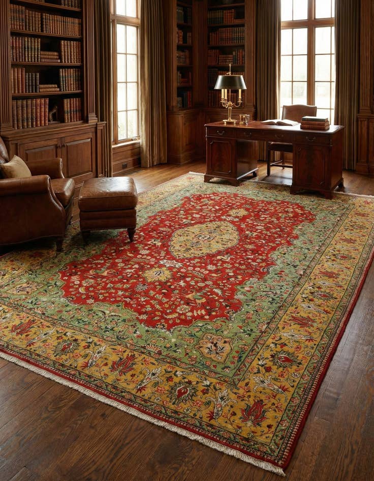 Detail image of 9' 10 x 14' 8 Hand Knotted Tabriz Hadji Jalili Persian Wool Rug