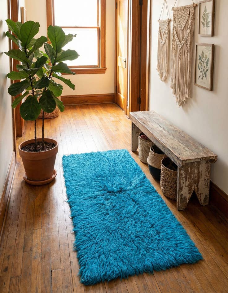 Detail image of 2' 2 x 4' 4 Hand Knotted Moroccan Wool Runner Rug